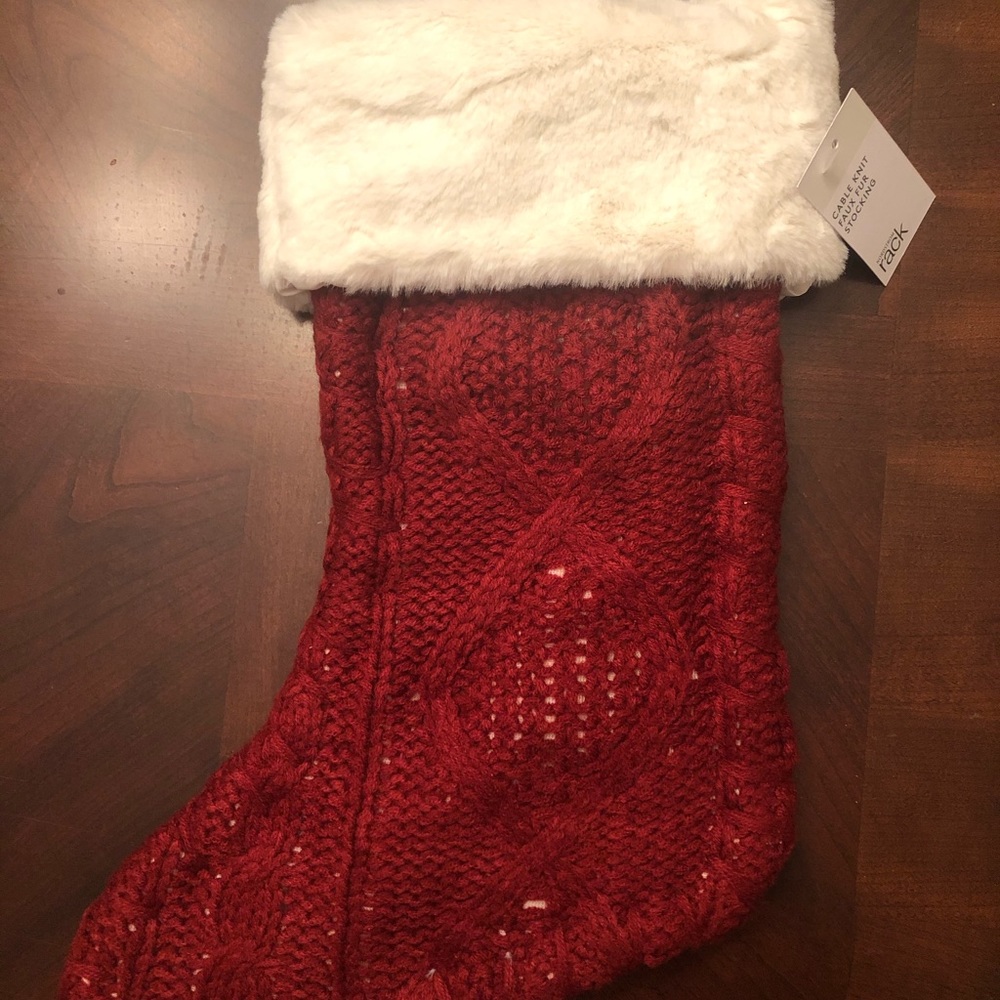 NEW Cable Knit Faux Fur Stocking